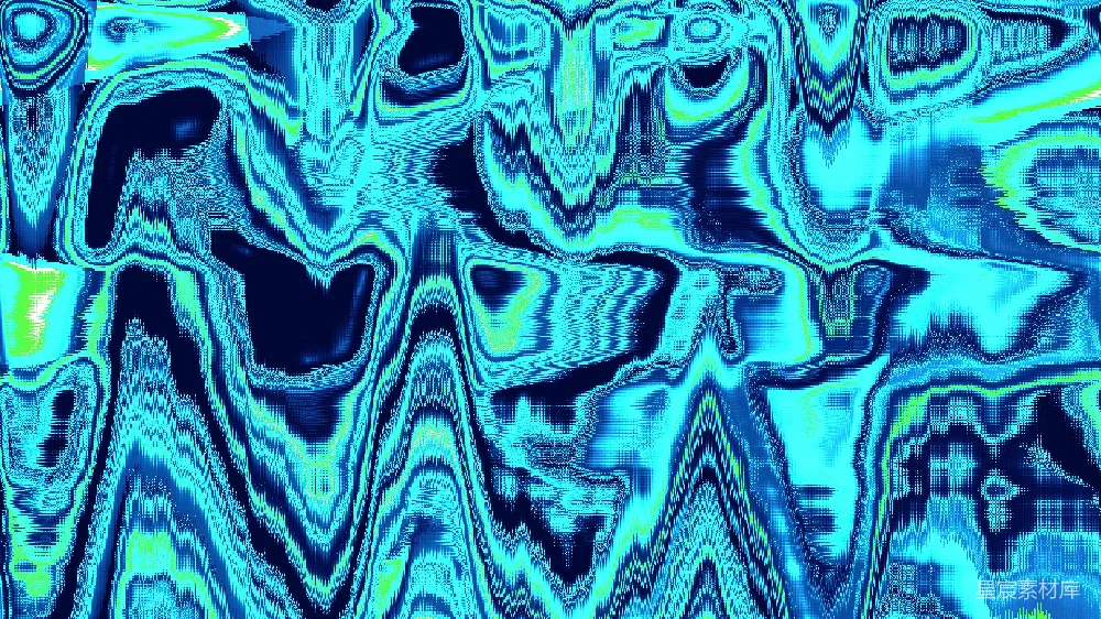 高清摄影  蓝色和绿色的抽象液体图案，带有扭曲的波浪。