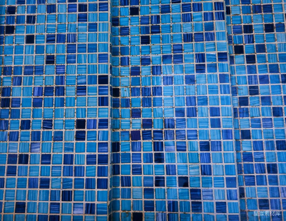 高清摄影  蓝色瓷砖墙的特写镜头