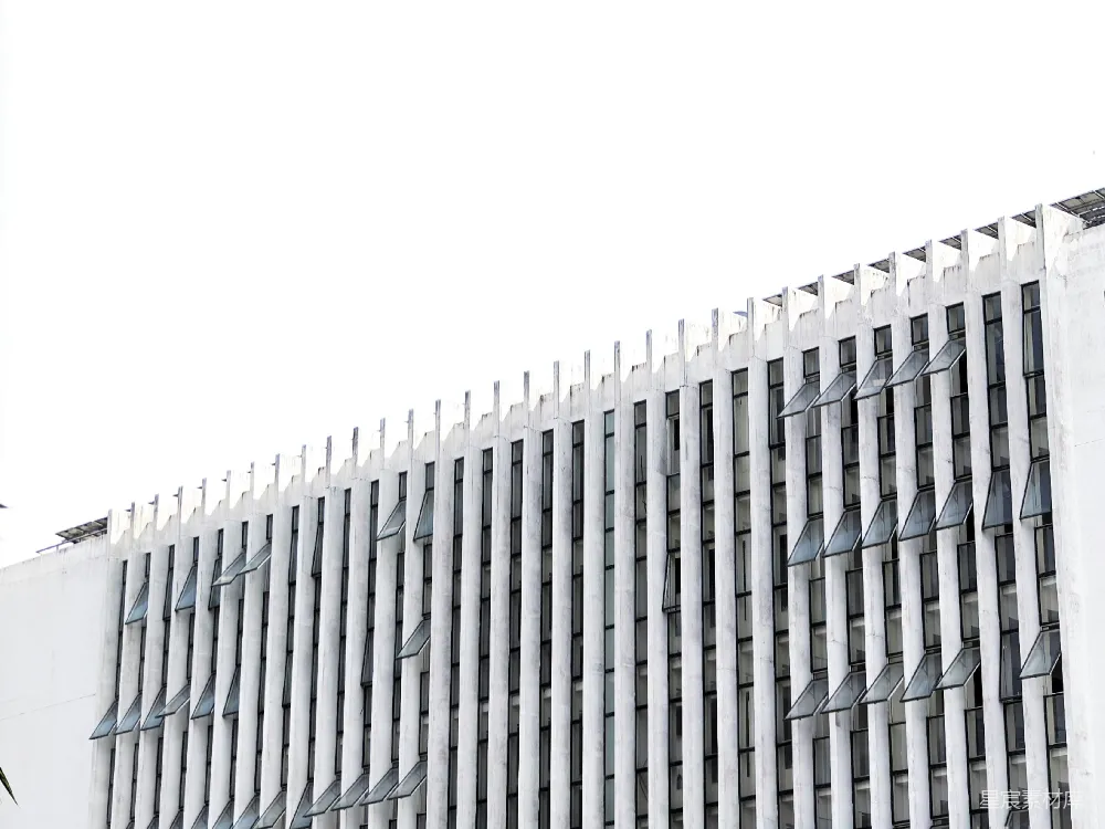 高清摄影  现代白色建筑，有垂直线条。