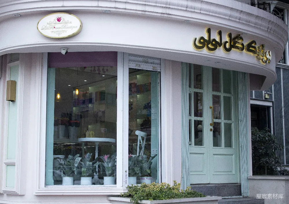 高清摄影  一家店面的橱窗里有很多花瓶。
