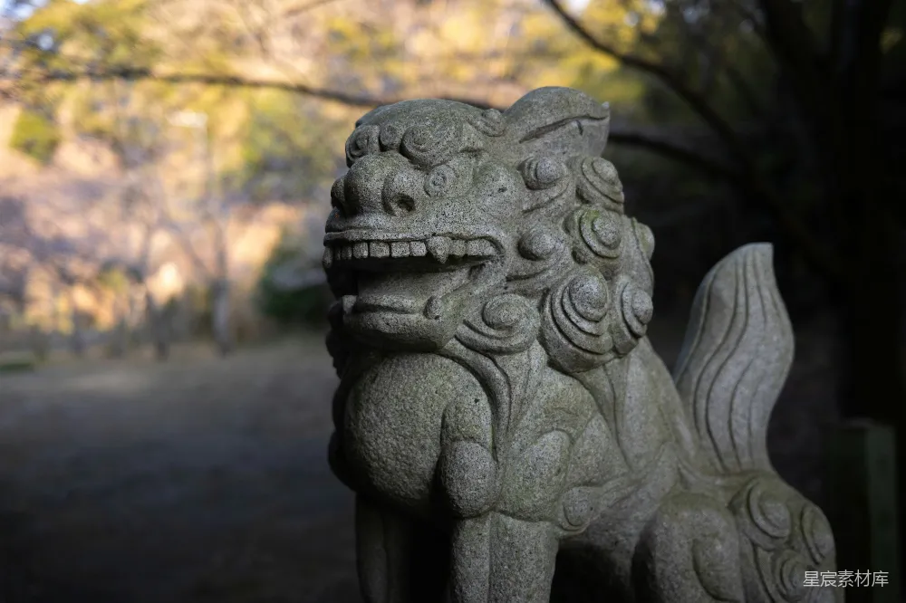 高清摄影  石狮守护着寺庙入口