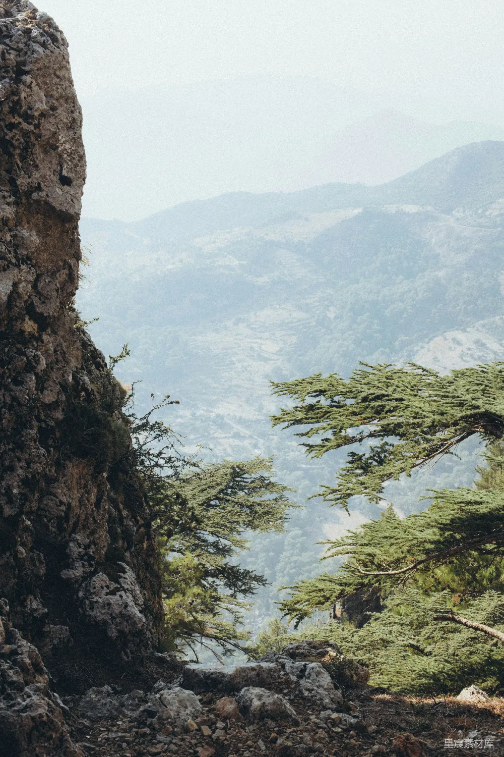 高清摄影  一只山羊站在岩石悬崖的顶端