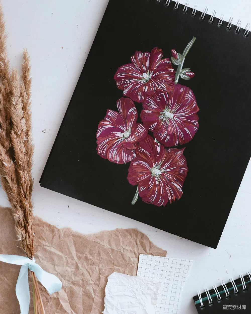 高清摄影  红白花卉画