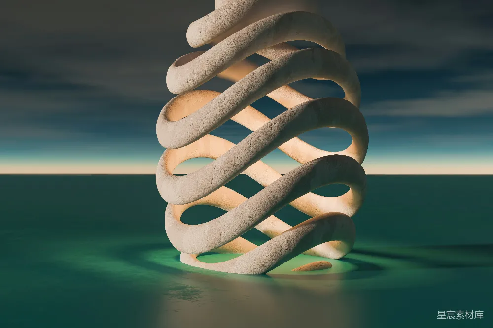 高清摄影  一个螺旋形的物体漂浮在水面上。