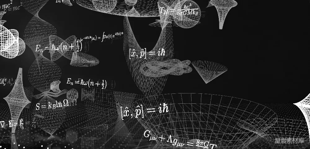 高清摄影  抽象的科学方程式和线框图在深色背景上。