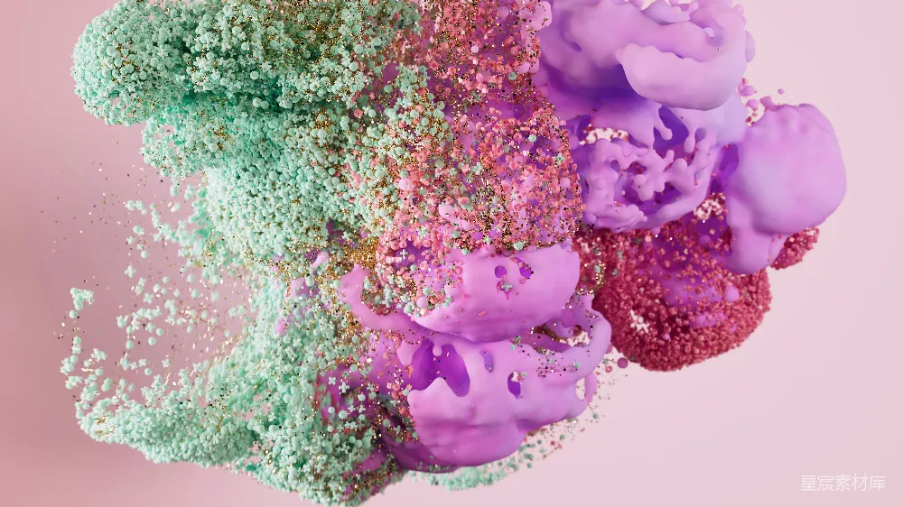 高清摄影  一簇不同颜色的糖珠子在粉色背景上