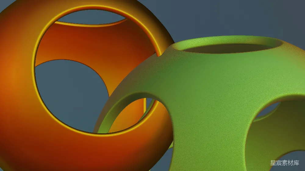 高清摄影  一幅3D图像，显示了一个绿色和橙色的物体。