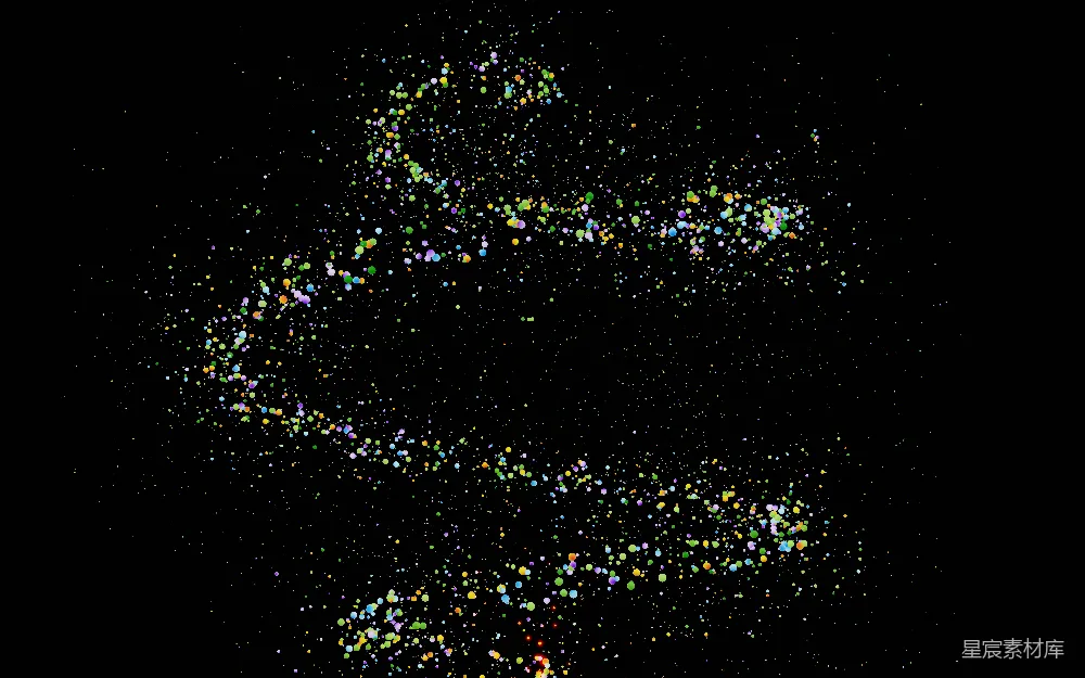 高清摄影 壁纸 黑色背景上有一串彩色的纸屑螺旋。