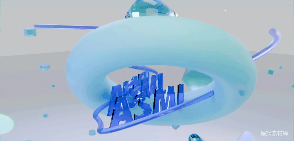 高清摄影  3D 蓝色 ASMR 文本嵌入在浅蓝色的环状体中。