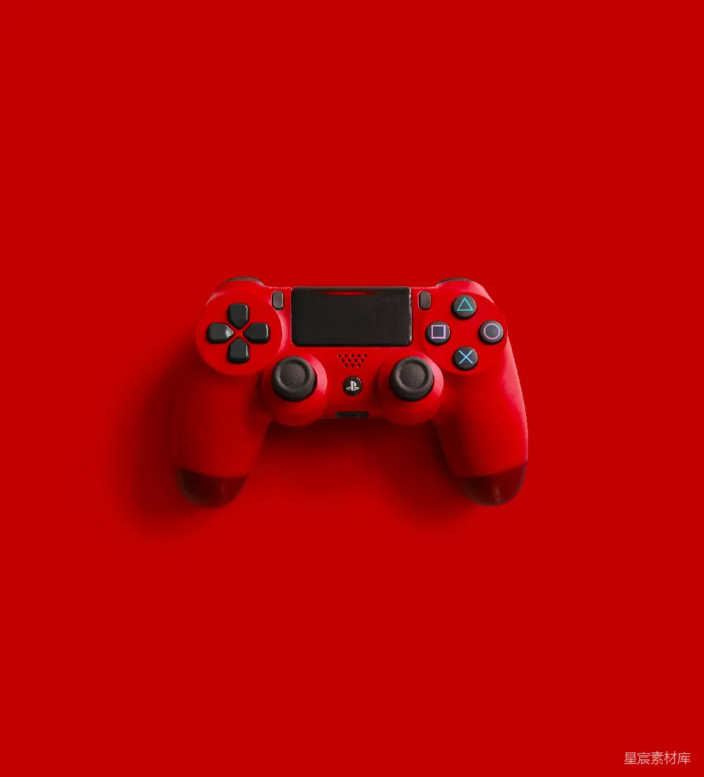 高清摄影  红色索尼PS4游戏控制器