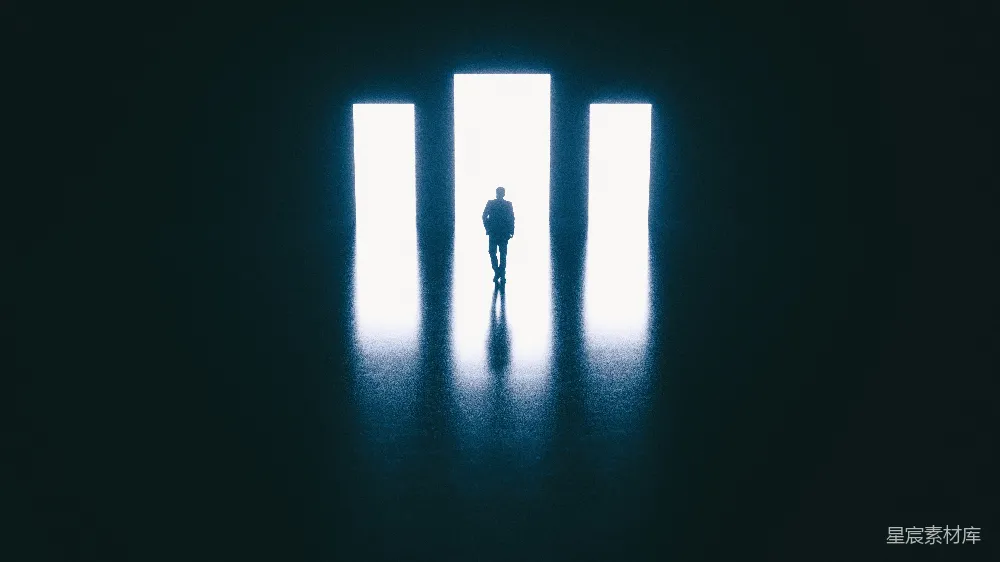 高清摄影 壁纸 一个人站在黑暗房间里门口前面。