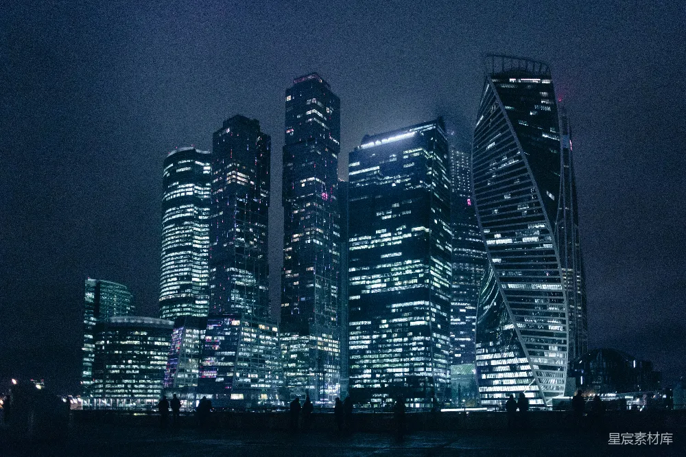 高清摄影  城市天际线在夜间