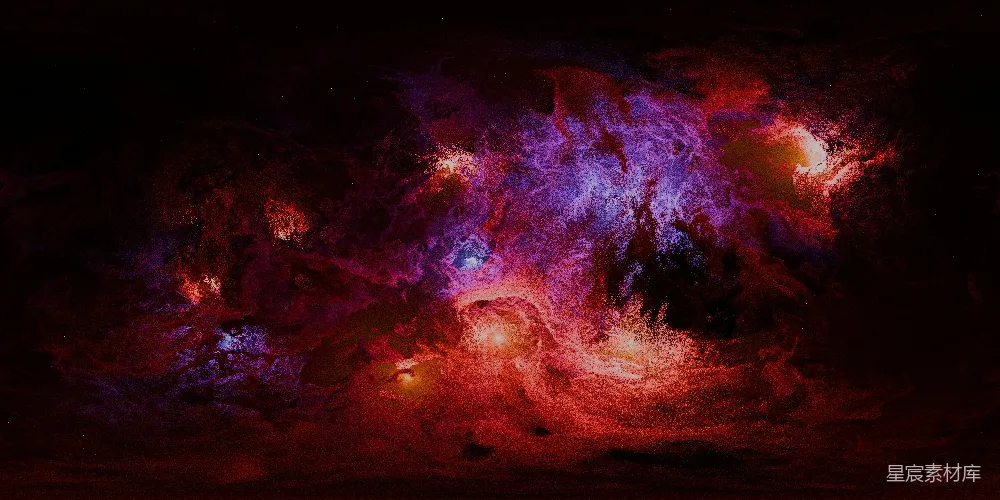 高清摄影  多彩的星云，带有红色和紫色的云层