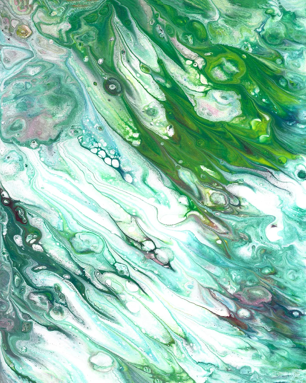 高清摄影  一幅带有绿色和蓝色颜色的抽象画
