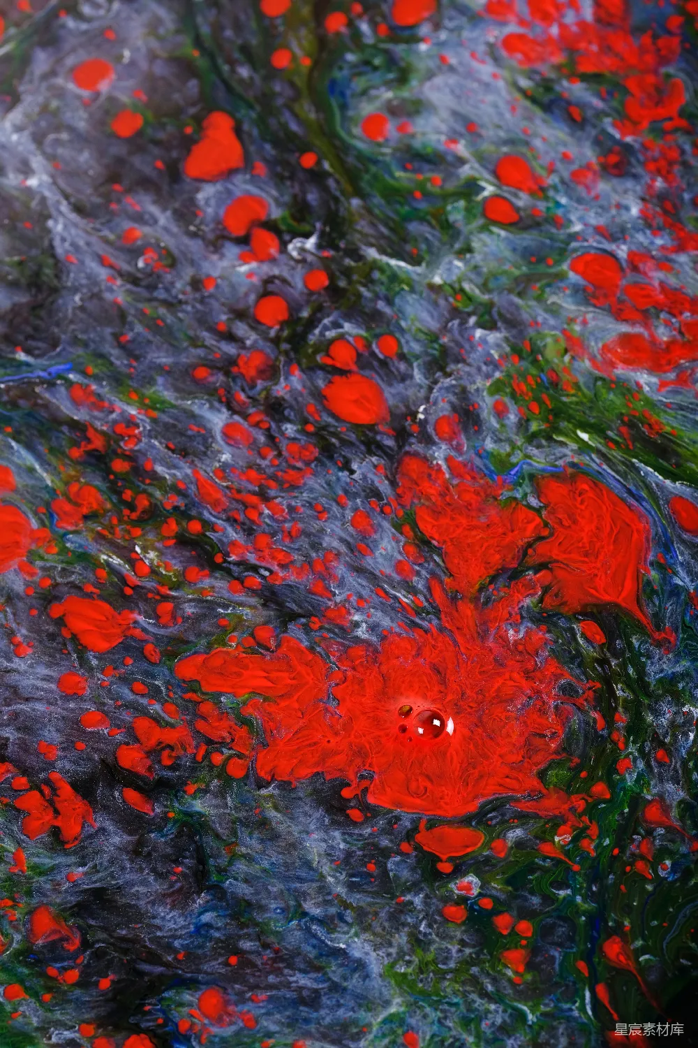 高清摄影 实验性 一幅红花绿叶的画作
