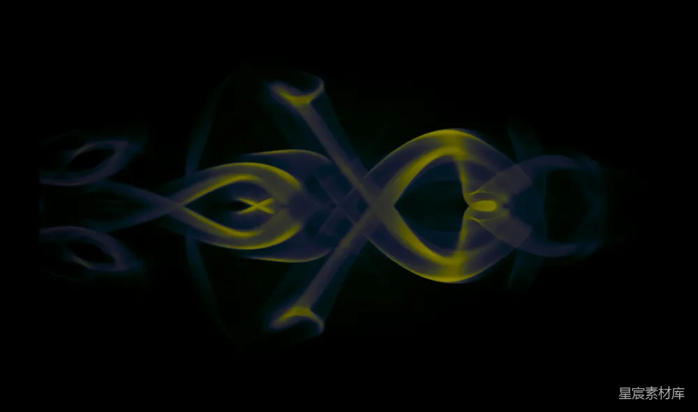 高清摄影  黑色背景上有黄色和蓝色的烟雾。