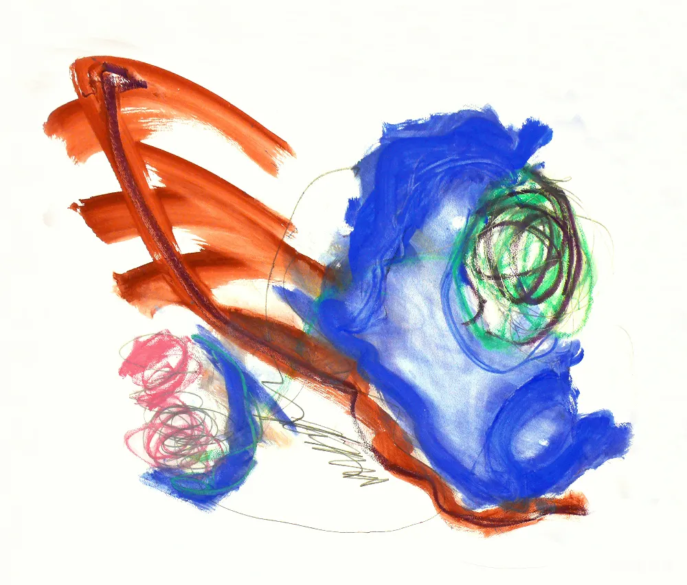 高清摄影  一幅红色、蓝色和绿色的物体的画。