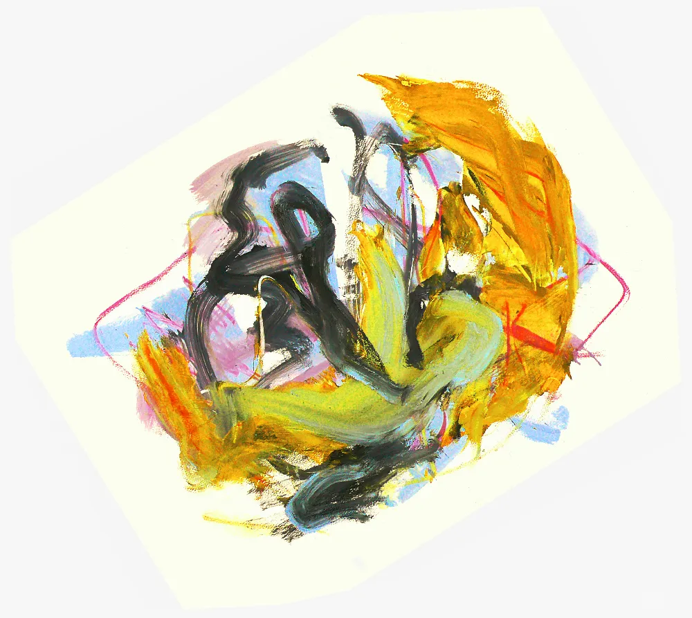 高清摄影 壁纸 实验性 一幅画中的人物打着黄色的伞。