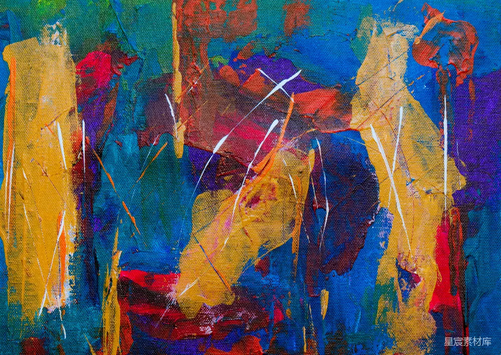 高清摄影  黄色、蓝色、紫色、红色和绿色的抽象画