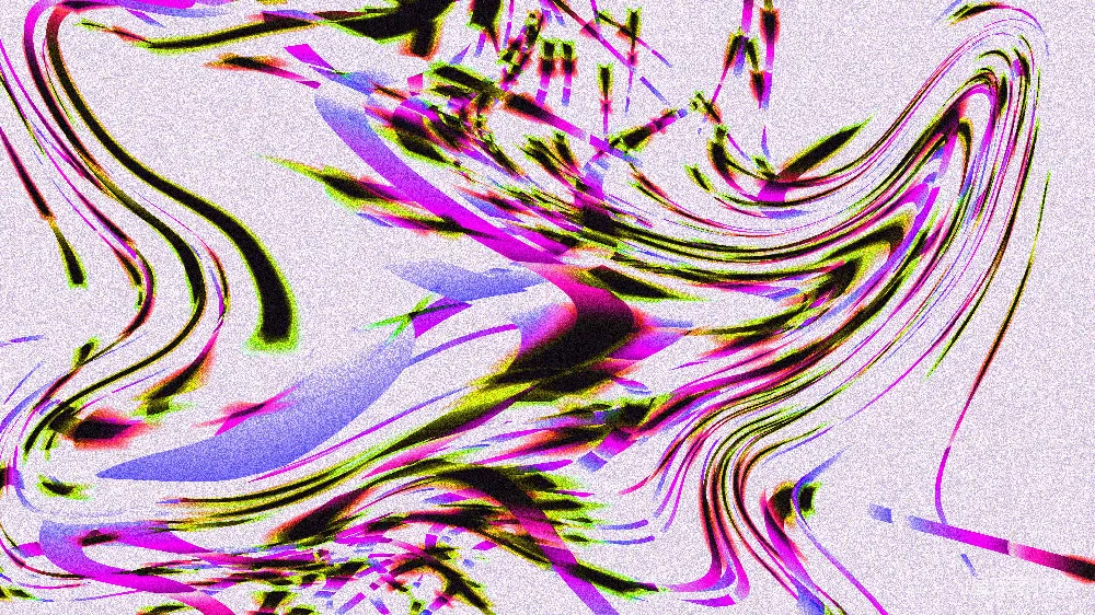高清摄影  鲜艳的抽象液体在紫色、黑色和黄色中漩涡翻滚。