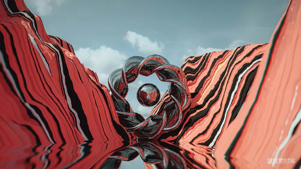 高清摄影  扭曲的红黑相间的物体图像