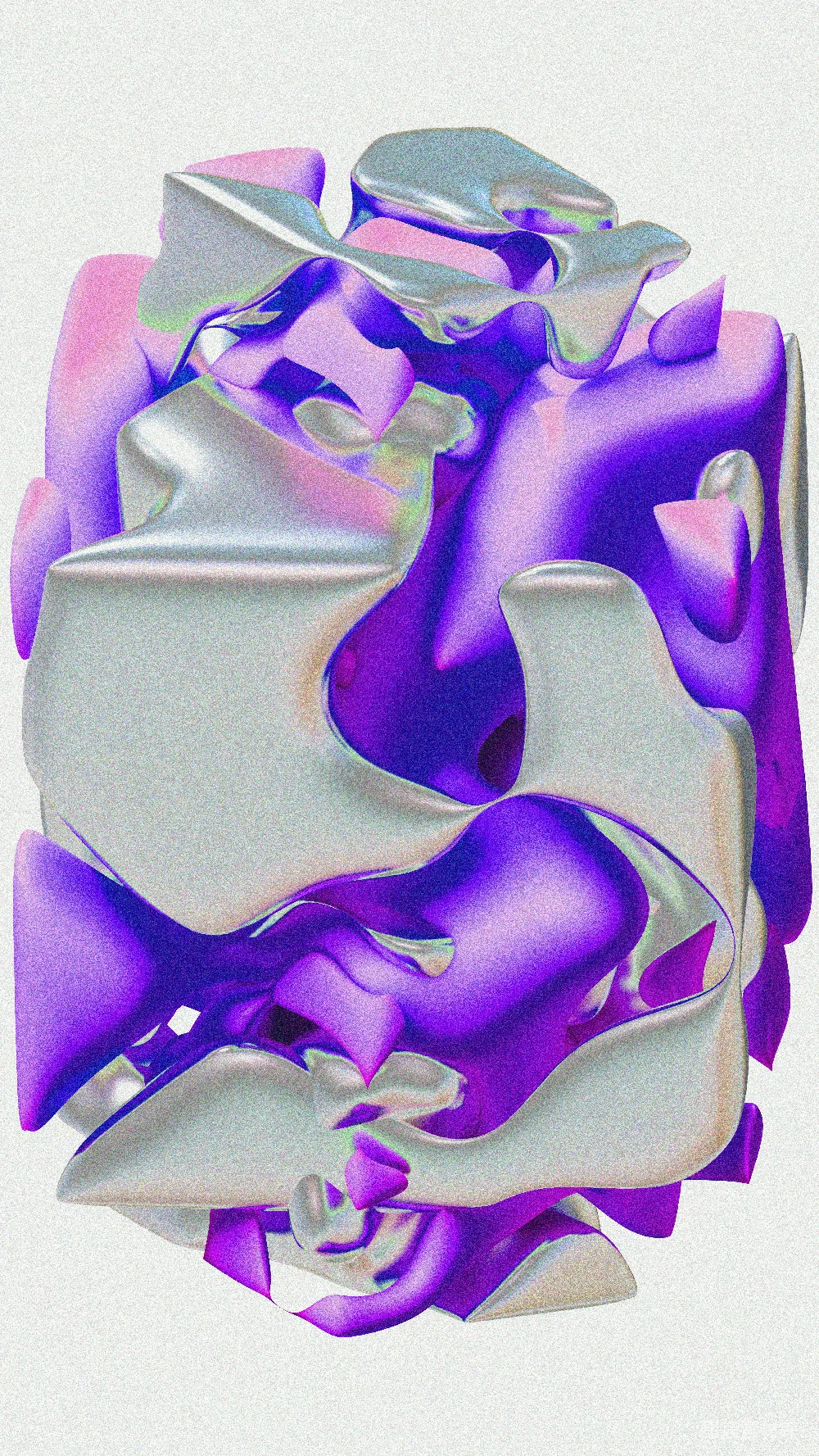 高清摄影  抽象金属雕塑，带有紫色和银色的色调