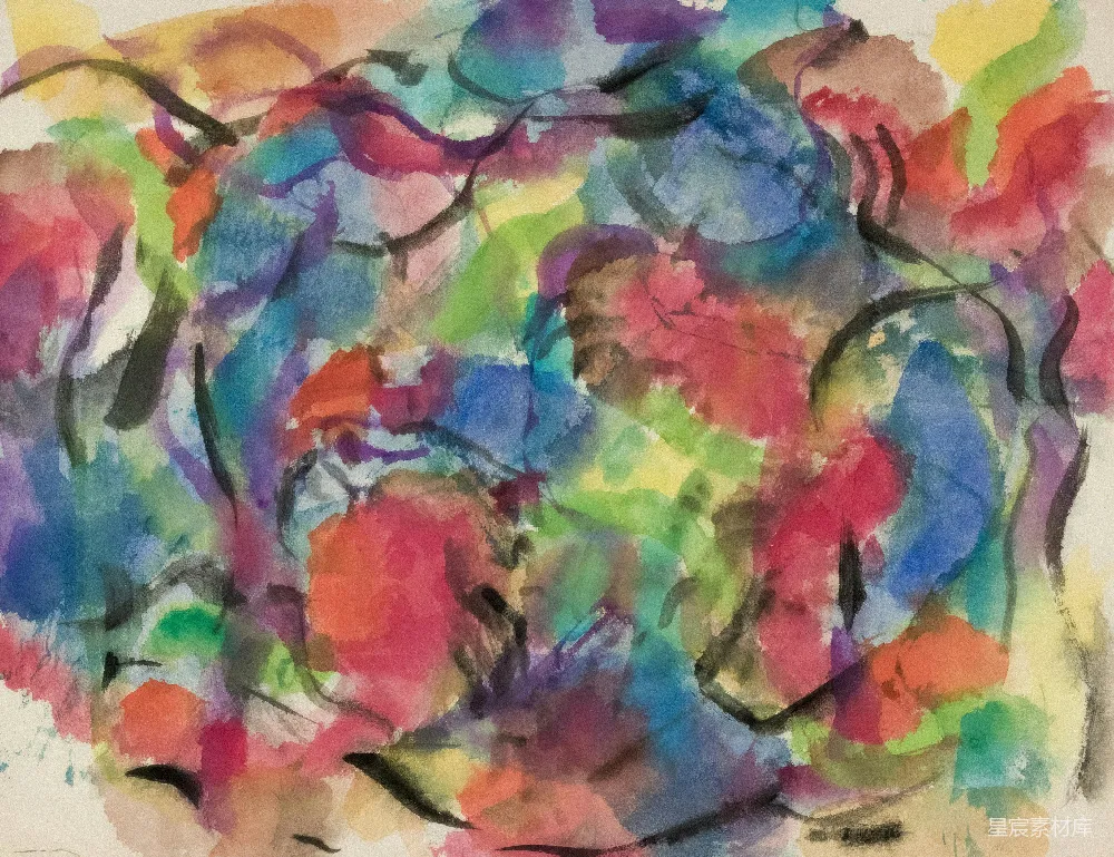 高清摄影  抽象的水彩画，色彩鲜艳，线条流畅。