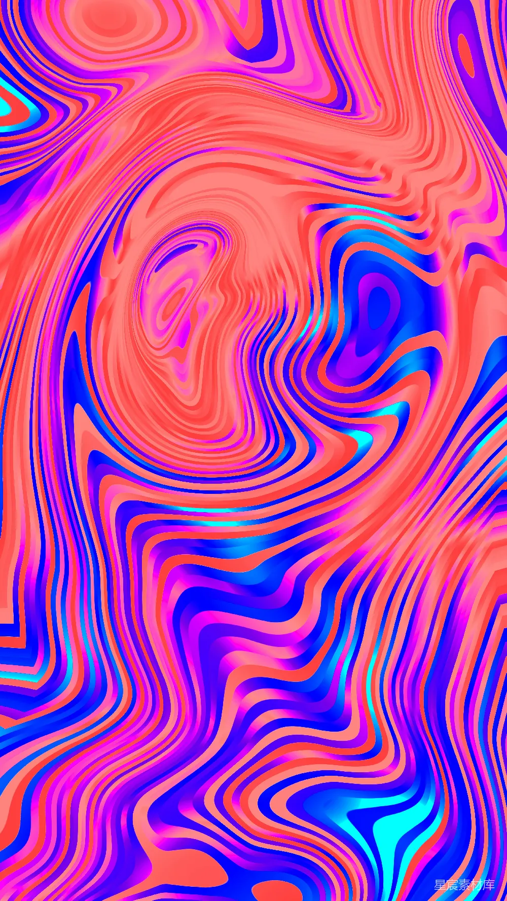 高清摄影  鲜艳抽象的液体大理石图案，色彩交织，动态流转。