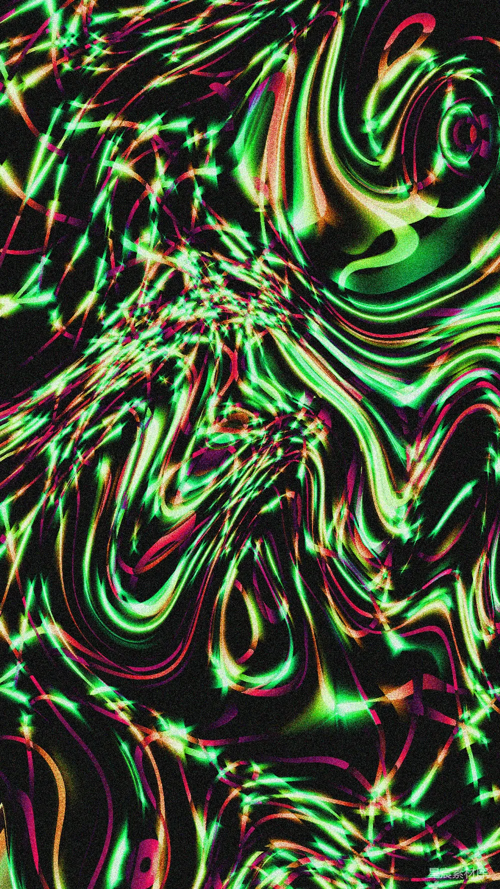 高清摄影  旋转的霓虹绿和粉红色抽象图案。