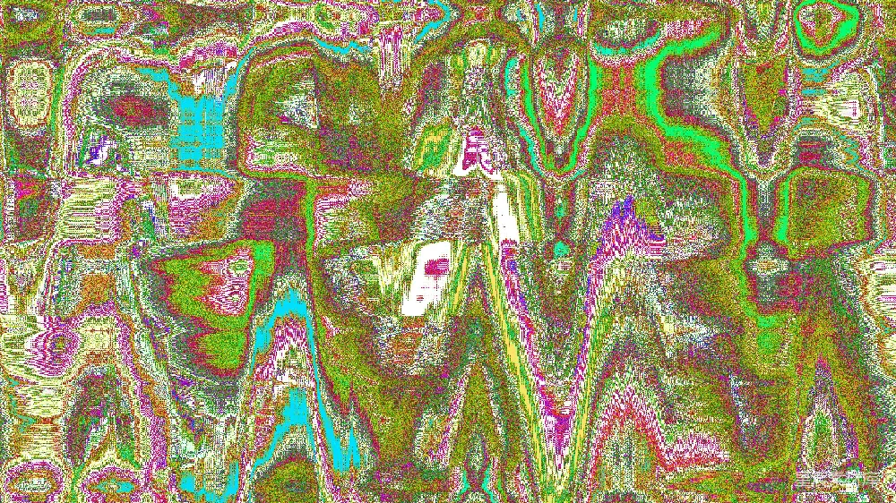 高清摄影  抽象的彩色波浪图案，带有绿色和粉色元素。