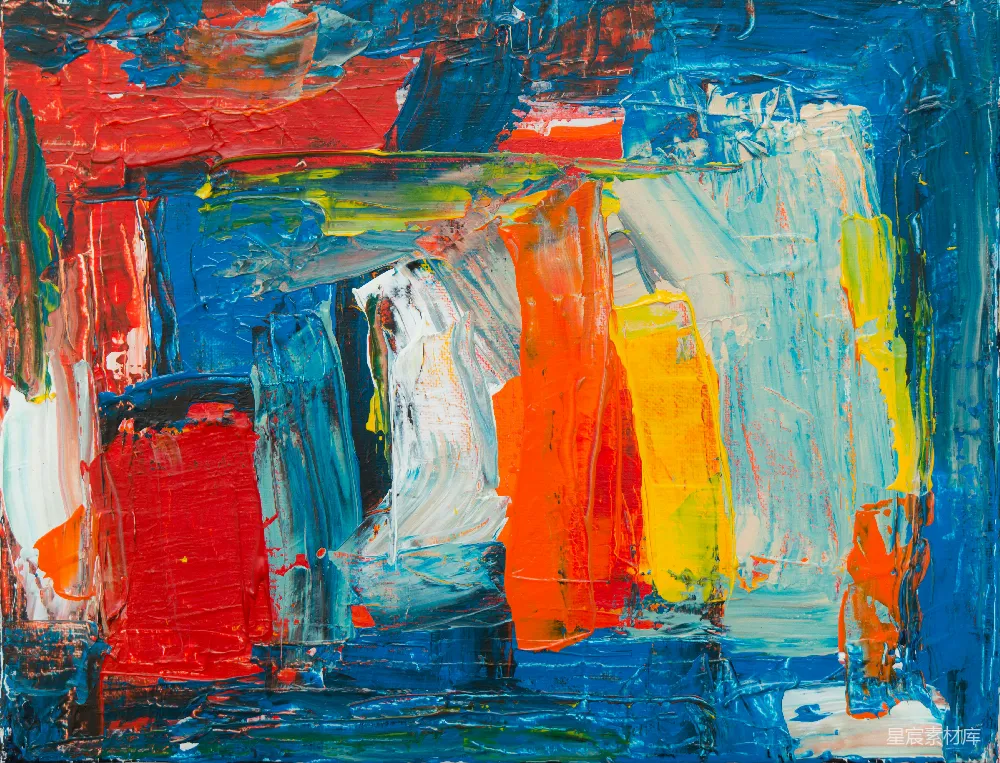 高清摄影  红、黄、白、蓝抽象画