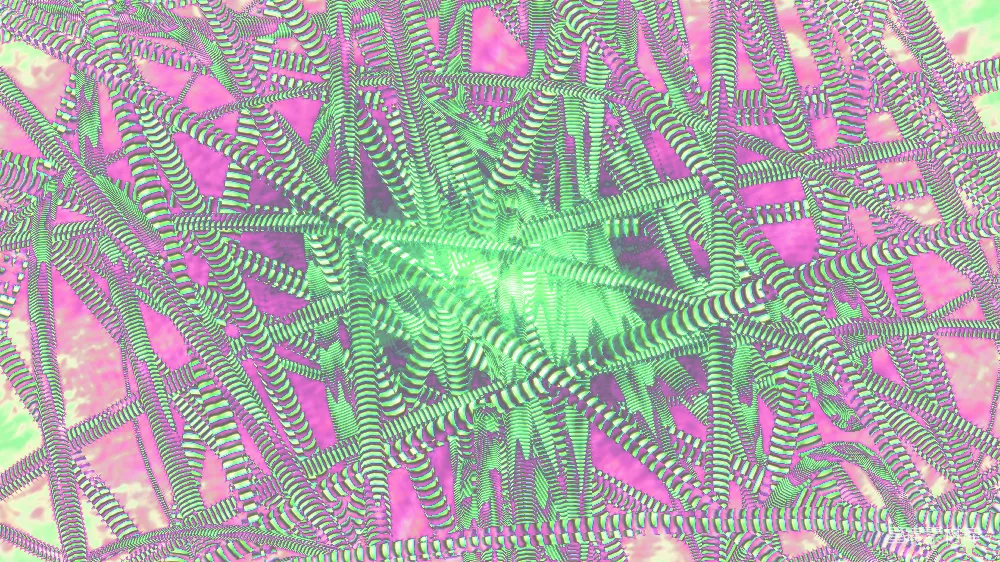高清摄影  抽象的绿色条纹交错在鲜艳的粉红色背景上。