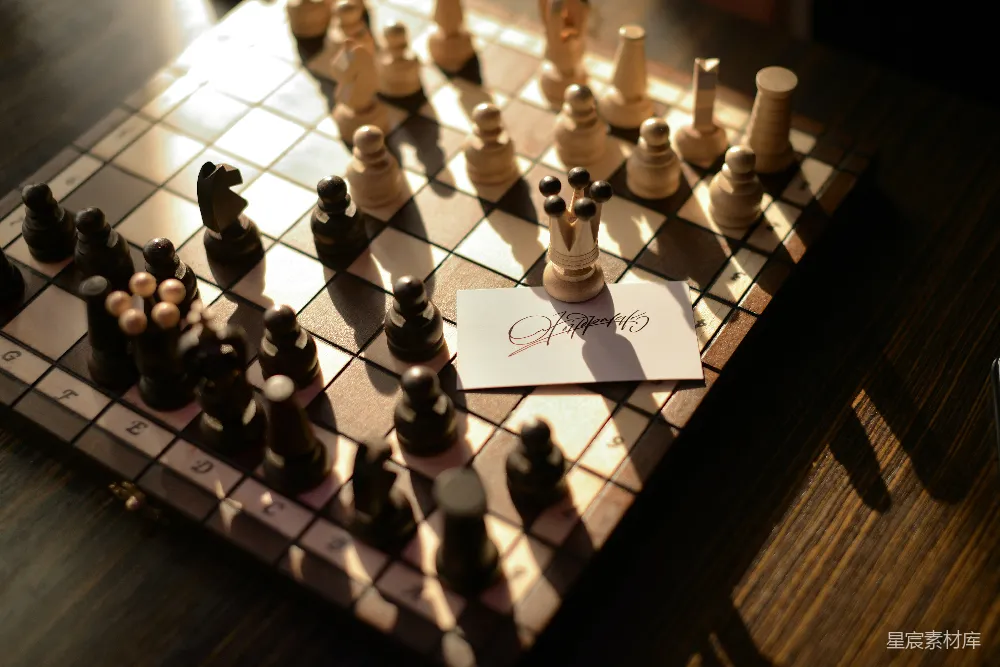 高清摄影  国际象棋棋子在棋盘上
