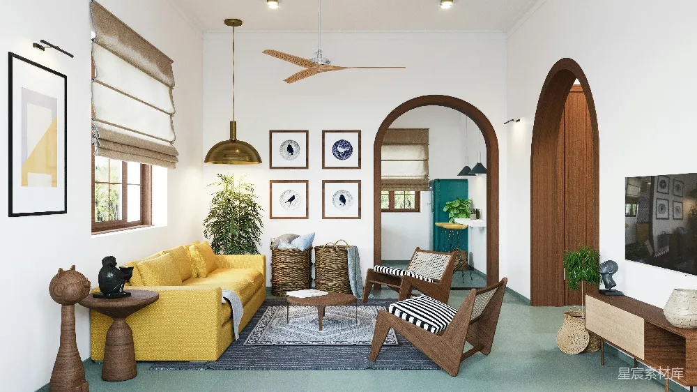 高清摄影  一个满是家具和平板电视的客厅