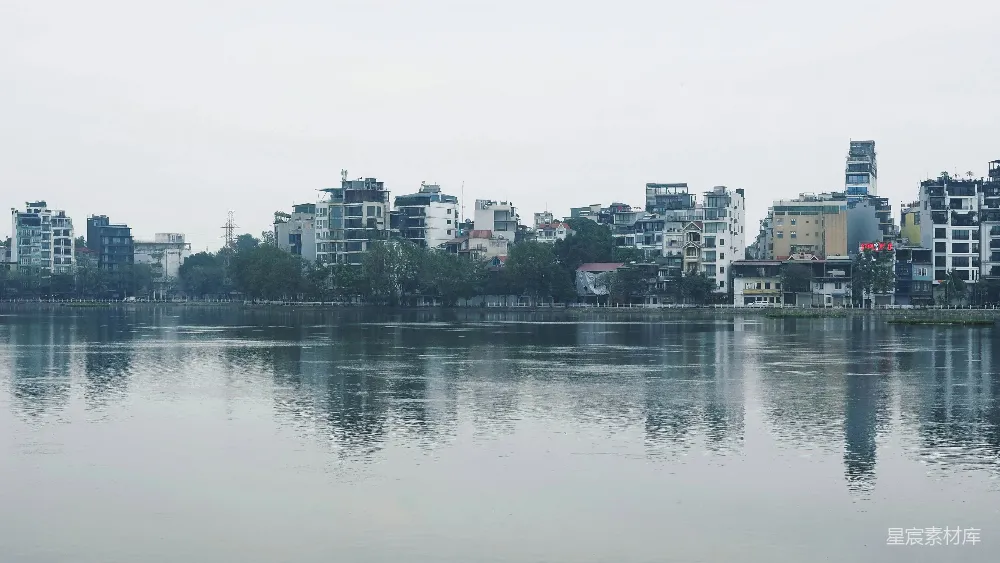 高清摄影 城市 河流 建筑 宁静 自然 河畔城市全景