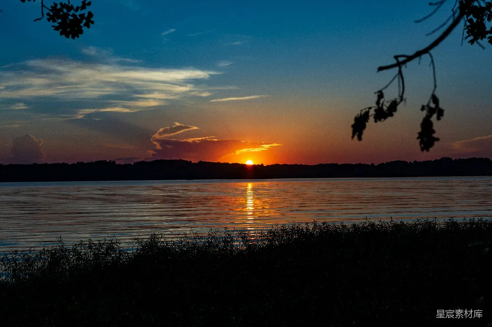 高清摄影 日落 宁静 自然美景 湖景 宁静时光 湖畔夕阳