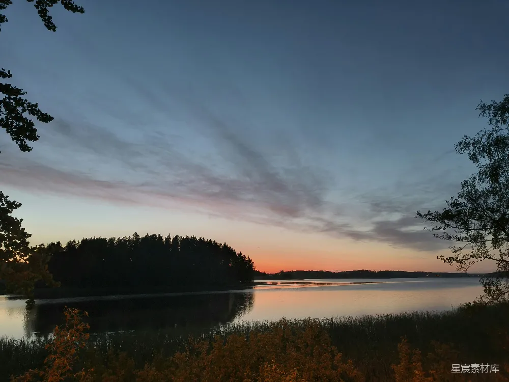 高清摄影 湖景 日落 宁静 自然 风景 湖畔黄昏