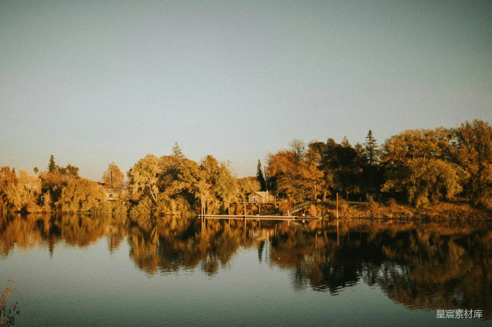 高清摄影 自然风光 秋景 宁静 湖畔 风景 秋日湖畔宁静时光