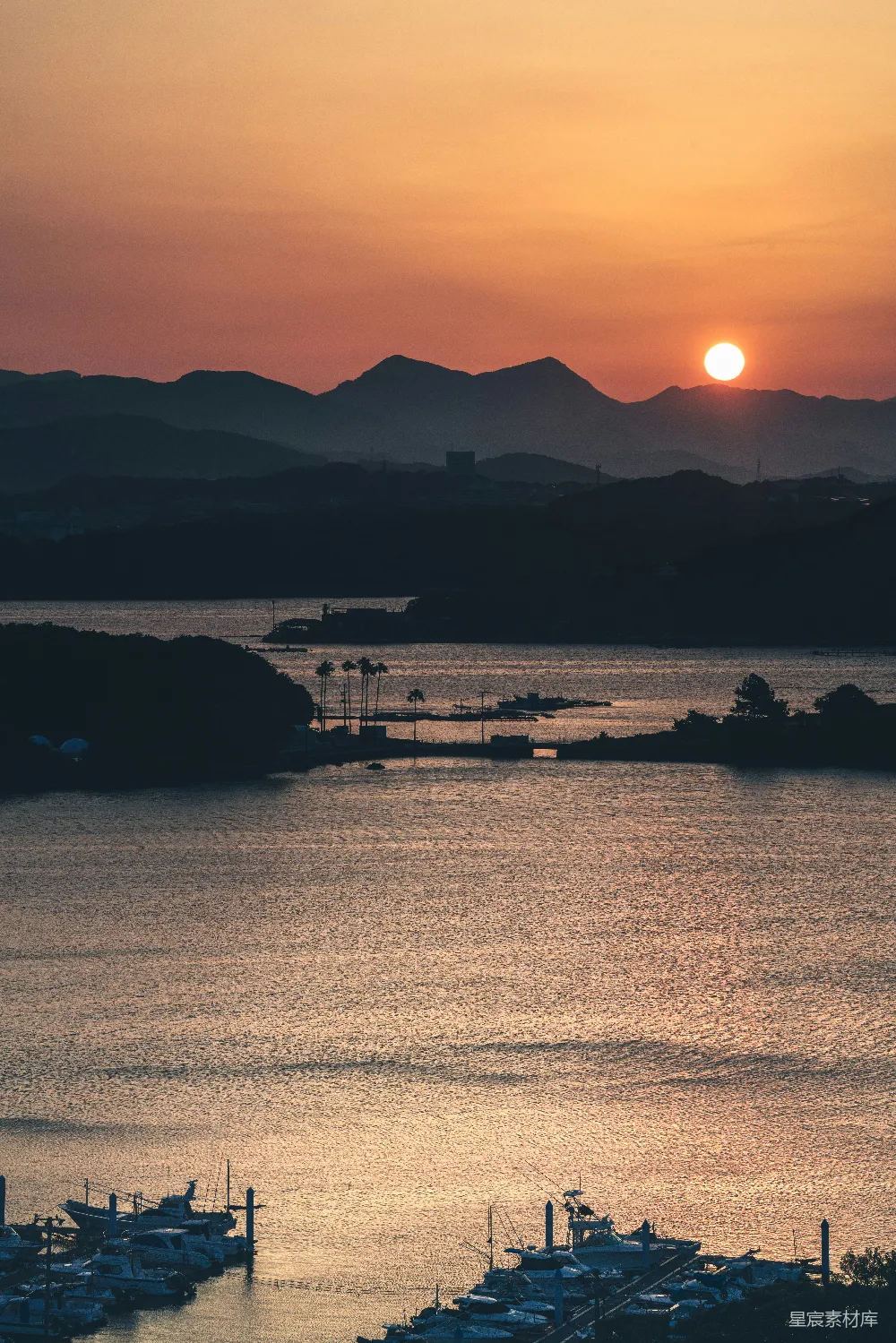 高清摄影 日落 海港 自然景观 宁静 夕阳 日落海港