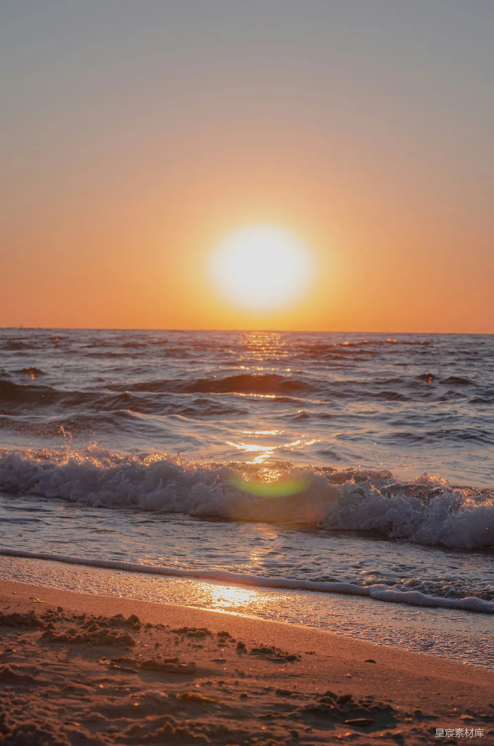 高清摄影 日落 海滩 自然风光 宁静 旅行 夕阳海浪