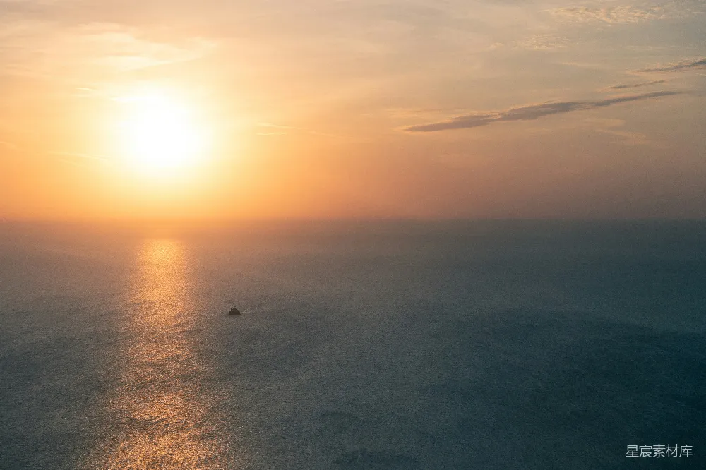 高清摄影 日落 海洋 宁静 自然风光 航拍 海上的日落