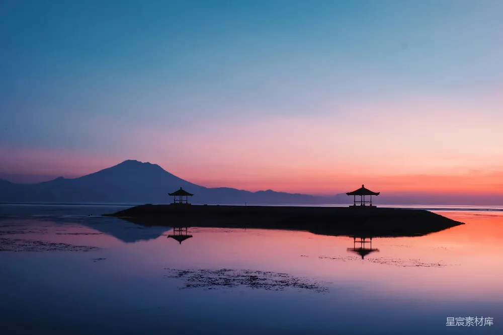 高清摄影 日落 海湾 宁静 剪影 自然 日落时分的静谧海湾