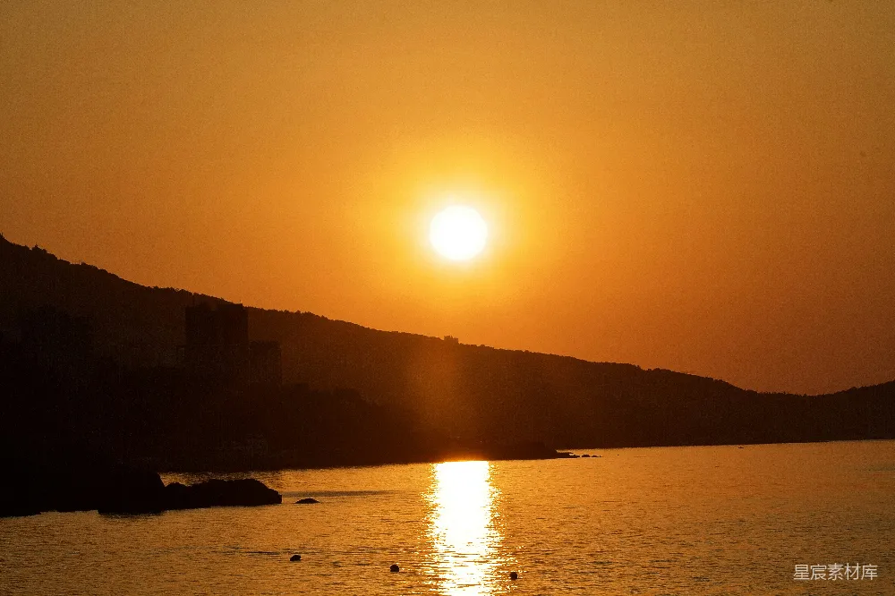 高清摄影 夕阳 海景 宁静 自然 风景 夕阳下的宁静海景