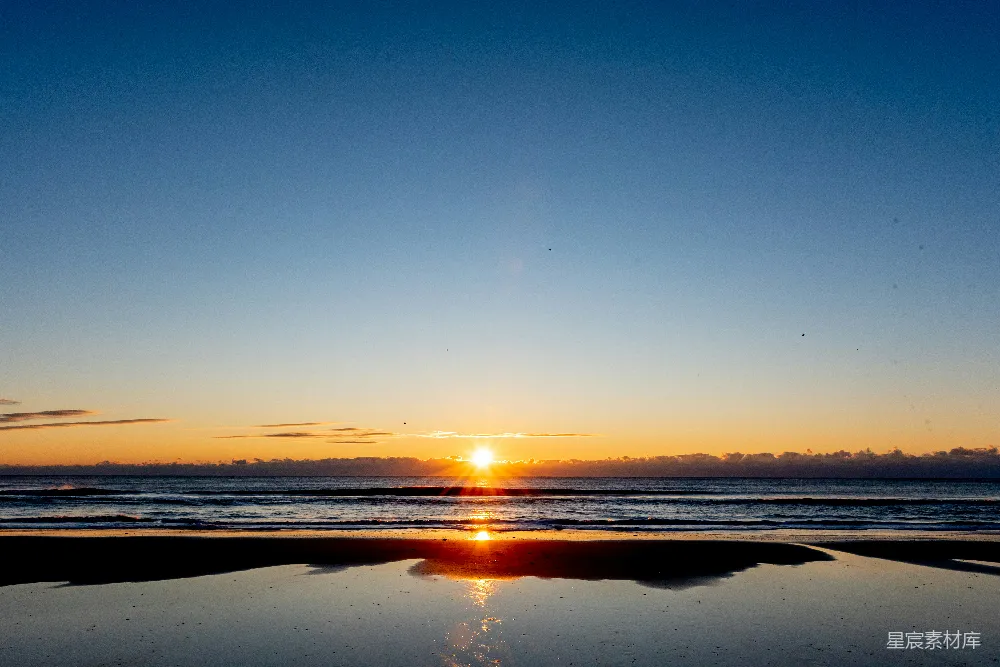 高清摄影 日落 海滩 宁静 自然美景 海浪 日落海滩宁静时光