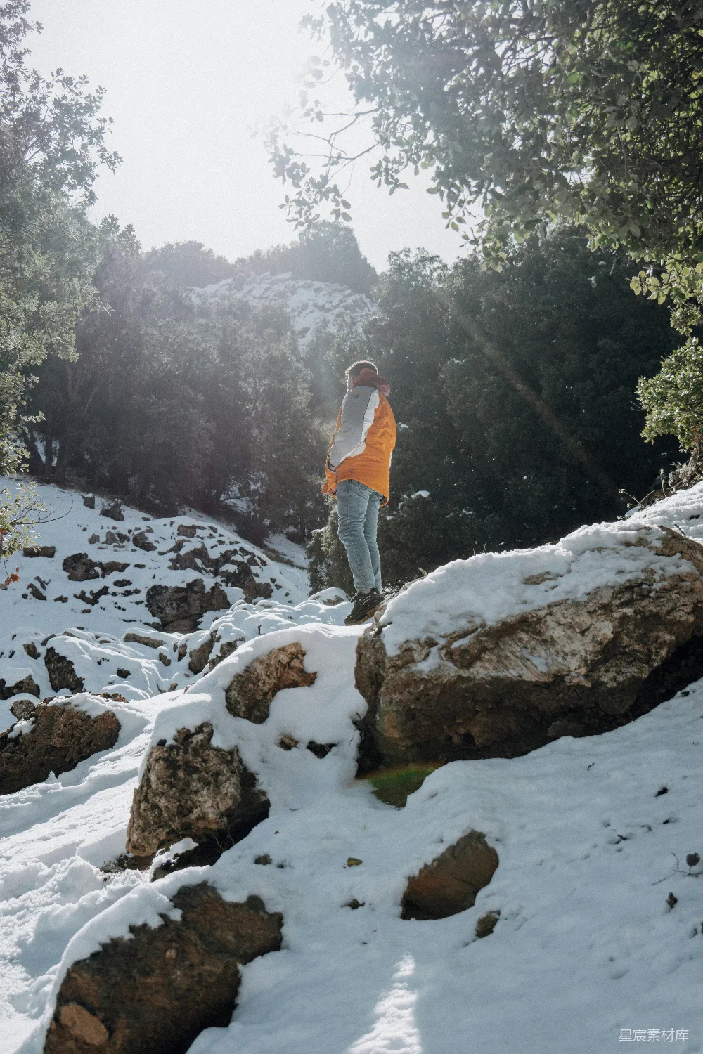 高清摄影 雪地 自然 冒险 户外 风景 雪地上的冒险者