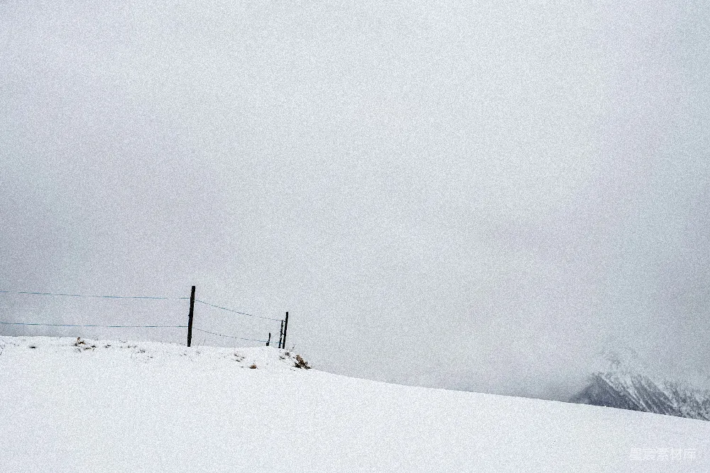 高清摄影 雪景 冬季 宁静 自然 乡村 雪景中的围栏
