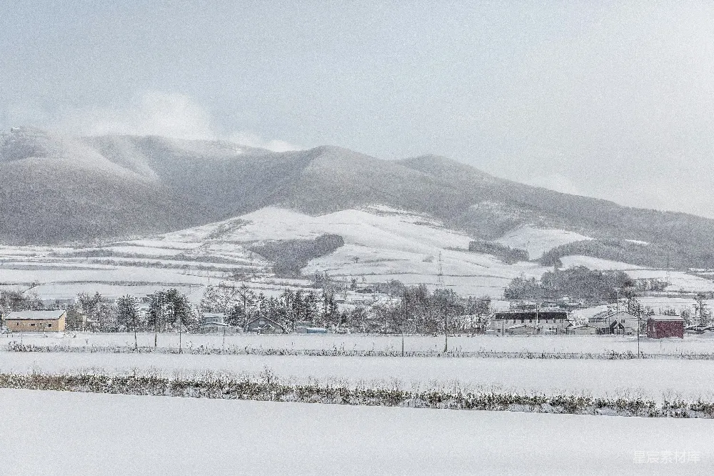 高清摄影 雪景 乡村 宁静 冬季 风景 雪景中的宁静乡村