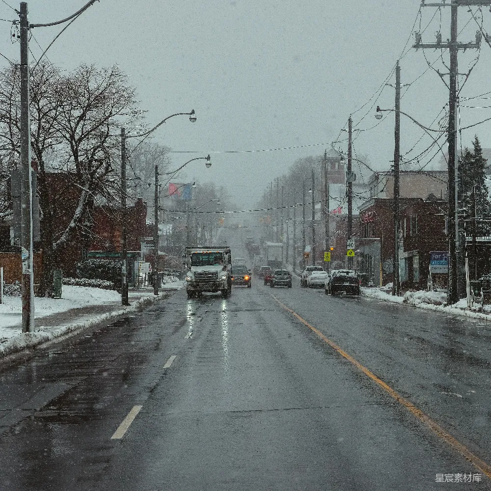 高清摄影 雪景 小镇 街道 冬季 城市 雪中的小镇街道