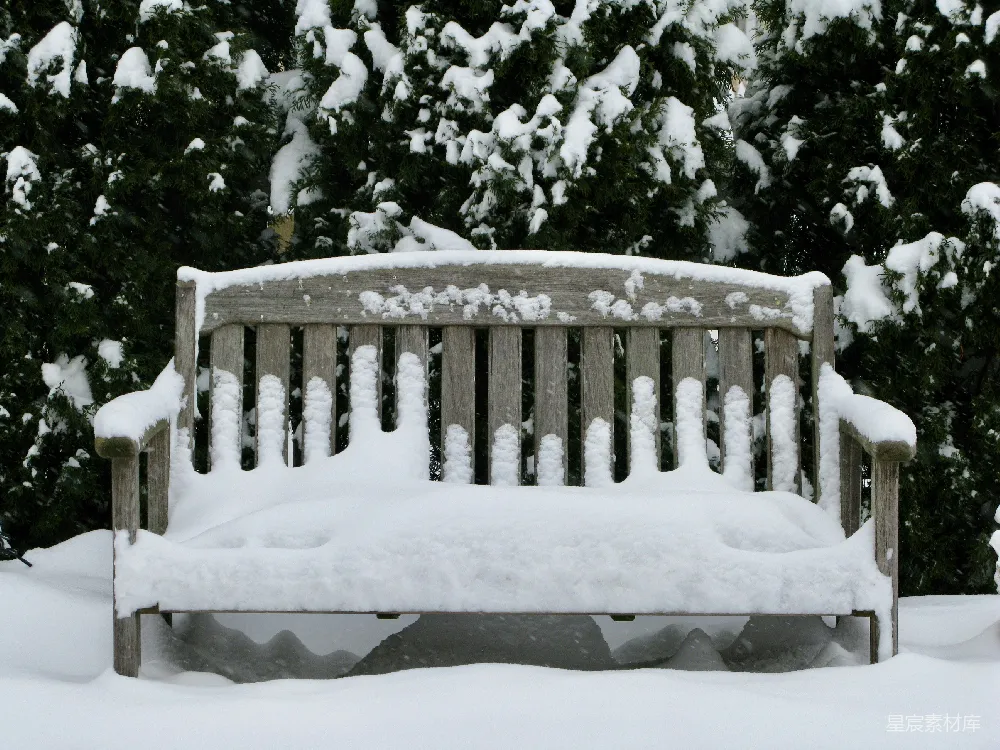 高清摄影 雪景 长椅 冬季 自然 户外 雪中的长椅