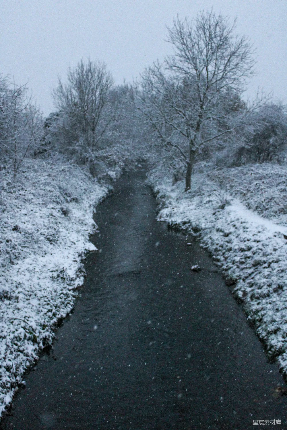 高清摄影 冬季 自然 宁静 风景 雪景 雪中的小溪